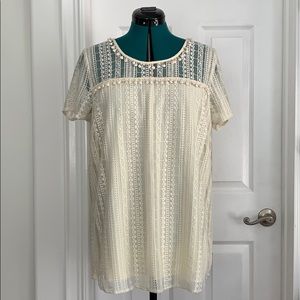 Anthropologie Cream Lace Shirt XL Boho NWT